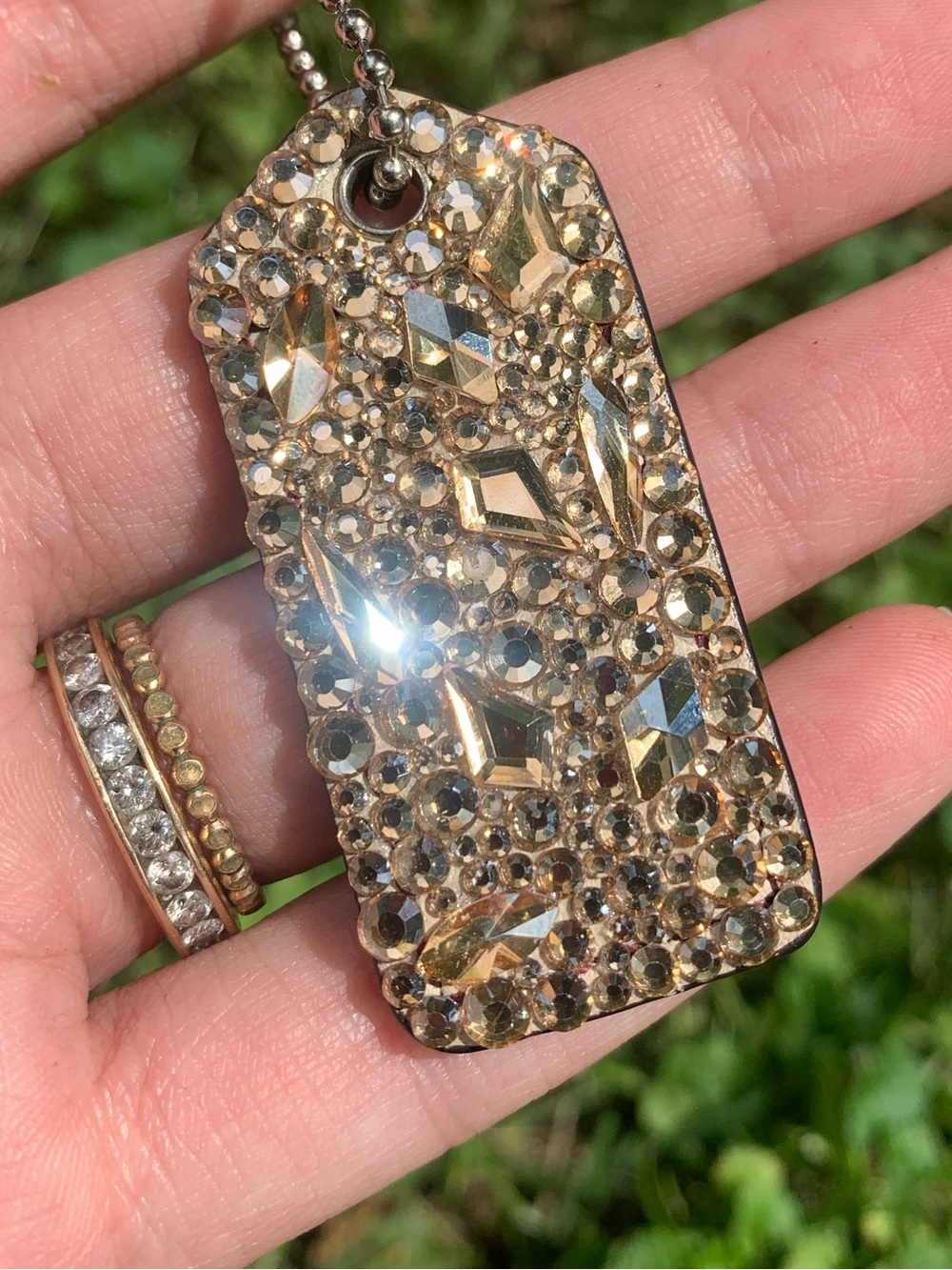 Coach Cream Hangtag with Champagne Rhinestones